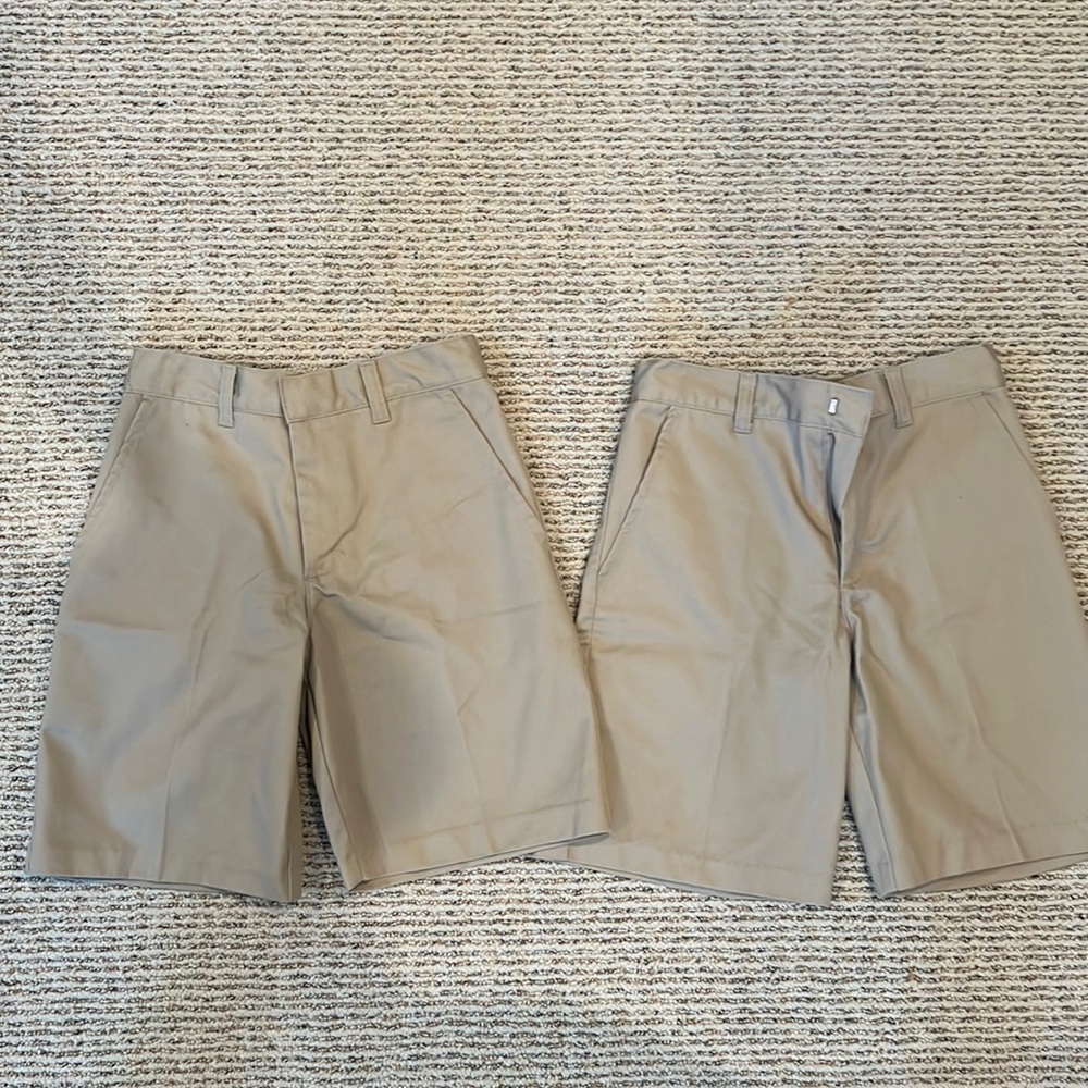 Boys Size 8 Khaki Uniform Shorts (2) with Clasp fastener